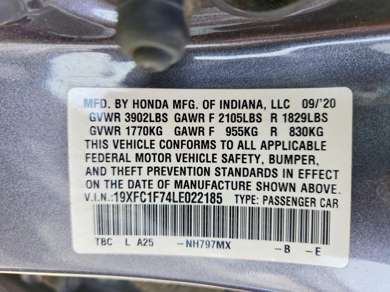 65948876 :رقم المزاد ، 19XFC1F74LE022185 vin ، 2020 Honda Civic مزاد بيع