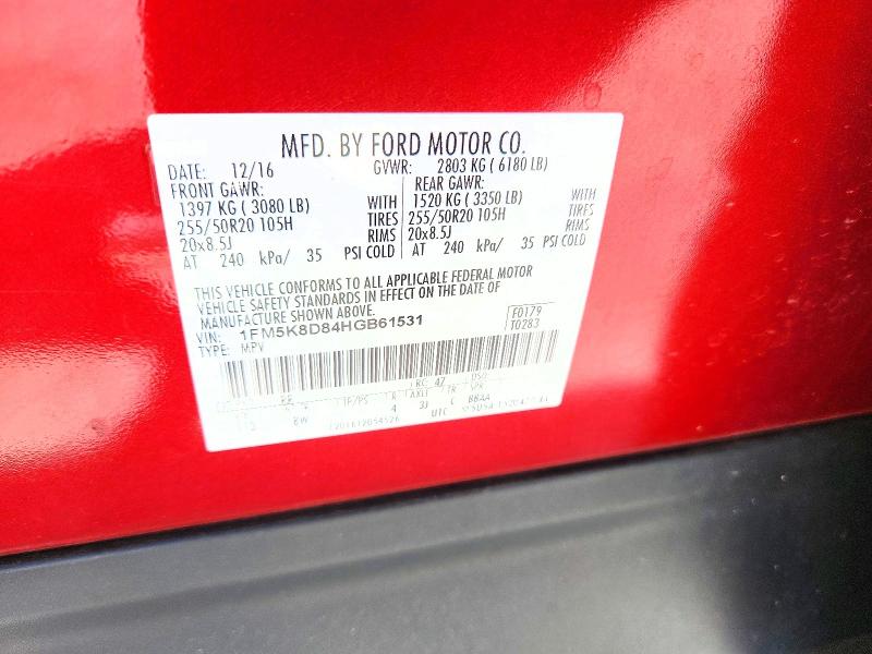 Aukcja sprzedaży 2017 Ford Explorer, vin: 1FM5K8D84HGB61531, numer aukcji: 65284306