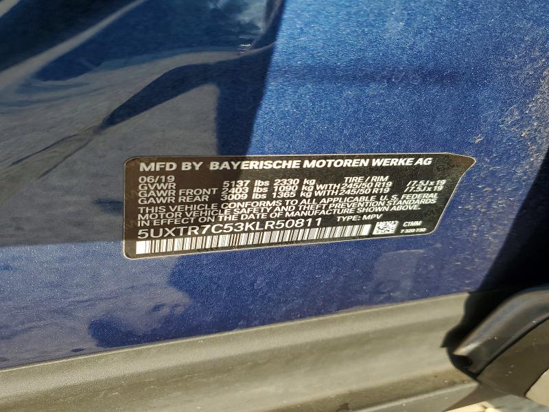 66271166 :رقم المزاد ، 5UXTR7C53KLR50811 vin ، 2019 Bmw X3 مزاد بيع