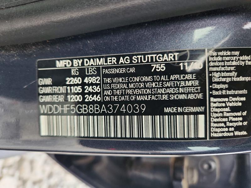 Продаж на аукціоні авто 2011 Mercedes-benz E, vin: WDDHF5GB8BA374039, номер лоту: 66821406