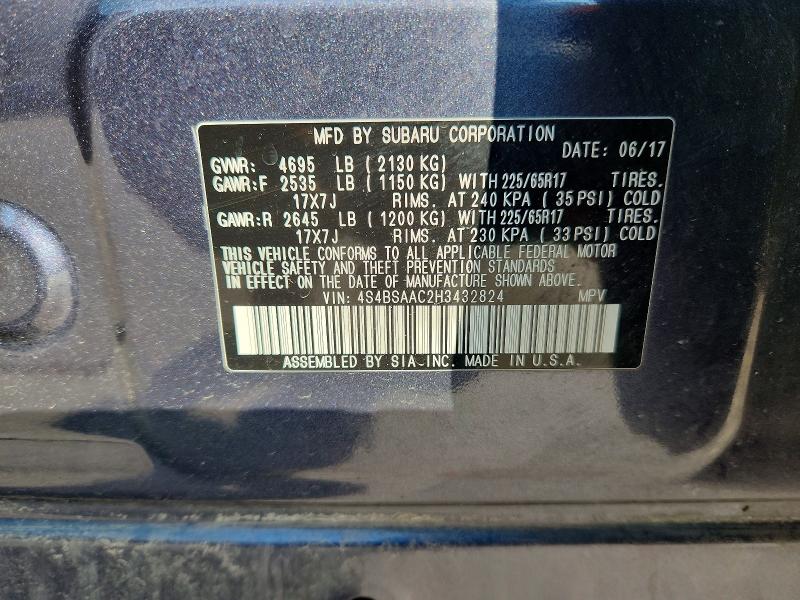 Aukcja sprzedaży 2017 Subaru Outback, vin: 4S4BSAAC2H3432824, numer aukcji: 63424956