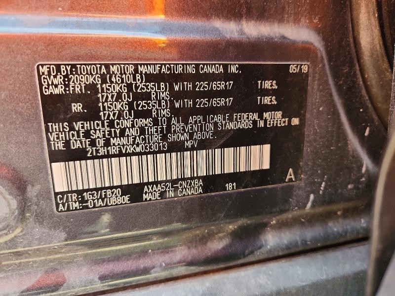 Продаж на аукціоні авто 2019 Toyota Rav4, vin: 2T3H1RFVXKW033013, номер лоту: 65323636