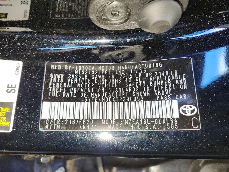 66397946 :رقم المزاد ، 5YFB4MDEXTP390092 vin ، 2026 Toyota Corolla مزاد بيع
