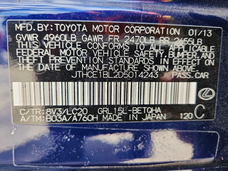 Продажа на аукционе авто 2013 Lexus Gs, vin: JTHCE1BL2D5014243, номер лота: 65491436
