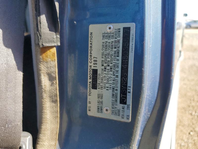 66559486 :رقم المزاد ، JT3YR26W4H5035577 vin ، 1987 Toyota Van مزاد بيع