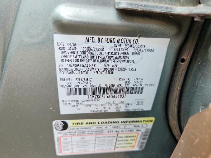 Aukcja sprzedaży 2006 Ford Freestyle, vin: 1FMZK05156GA54831, numer aukcji: 63967456