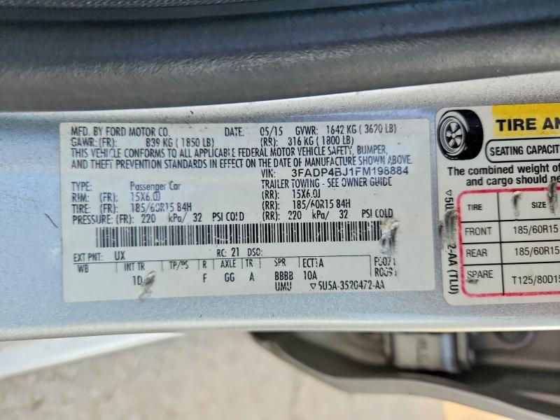 Продажа на аукционе авто 2015 Ford Fiesta, vin: 3FADP4BJ1FM198884, номер лота: 63426846