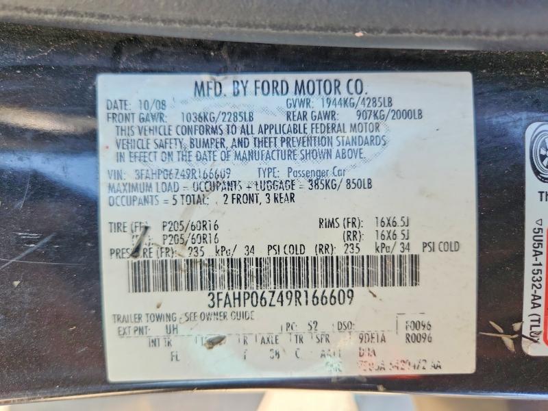 66293356 :رقم المزاد ، 3FAHP06Z49R166609 vin ، 2009 Ford Fusion مزاد بيع