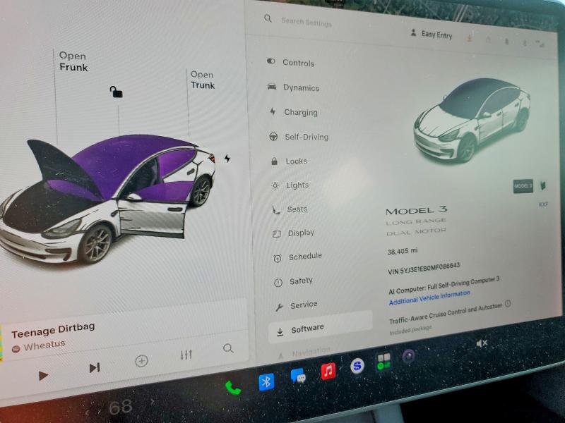 Auction sale of the 2021 Tesla Model 3, vin: 5YJ3E1EB0MF086643, lot number: 66844536