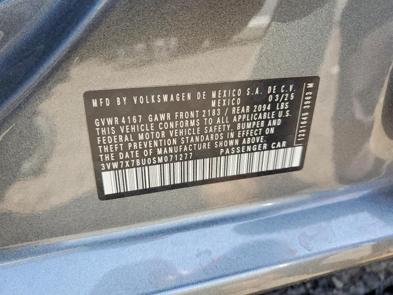 64296876 :رقم المزاد ، 3VW7X7BU0SM071277 vin ، 2025 Volkswagen Jetta مزاد بيع