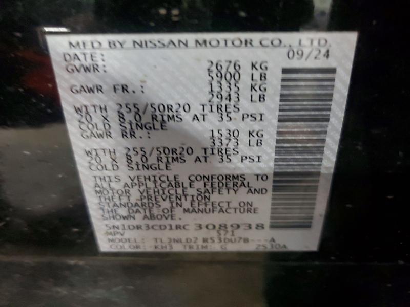 63556096 :رقم المزاد ، 5N1DR3CD1RC308938 vin ، 2024 Nissan Pathfinder مزاد بيع