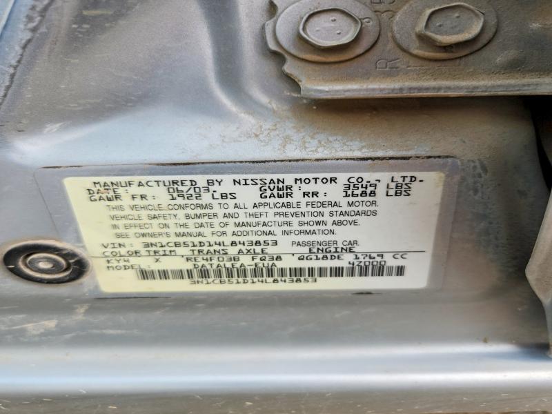 Продаж на аукціоні авто 2004 Nissan Sentra, vin: 3N1CB51D14L843853, номер лоту: 64945226