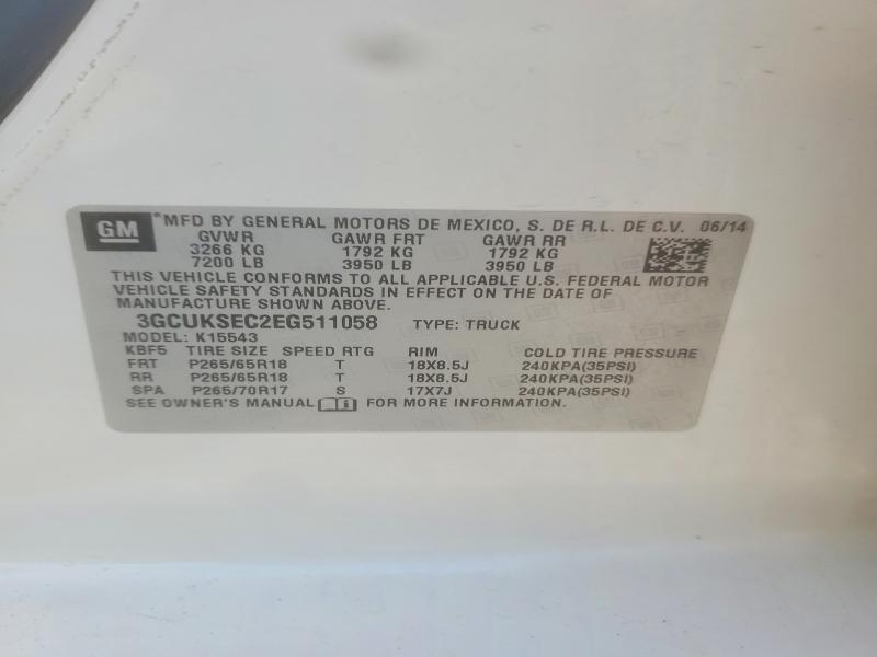 64451306 :رقم المزاد ، 3GCUKSEC2EG511058 vin ، 2014 Chevrolet Silverado مزاد بيع