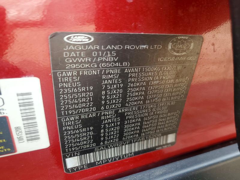 Aukcja sprzedaży 2015 Land Rover Range Rover Sport, vin: SALWR2VF1FA615208, numer aukcji: 64683476