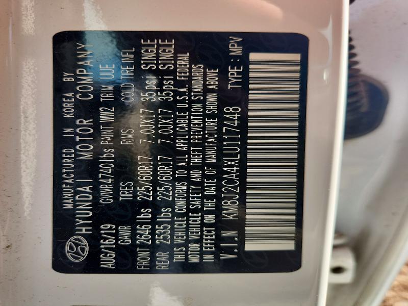 66282146 :رقم المزاد ، KM8J2CA4XLU117448 vin ، 2020 Hyundai Tucson مزاد بيع