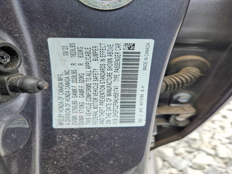 Продаж на аукціоні авто 2020 Honda Civic, vin: 2HGFC2F64LH581741, номер лоту: 64214336
