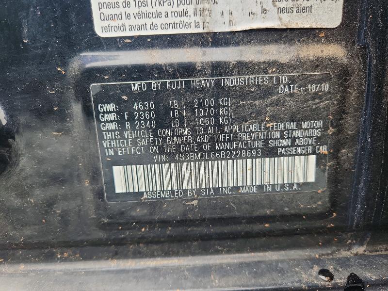 Aukcja sprzedaży 2011 Subaru Legacy, vin: 4S3BMDL66B2228693, numer aukcji: 64245886