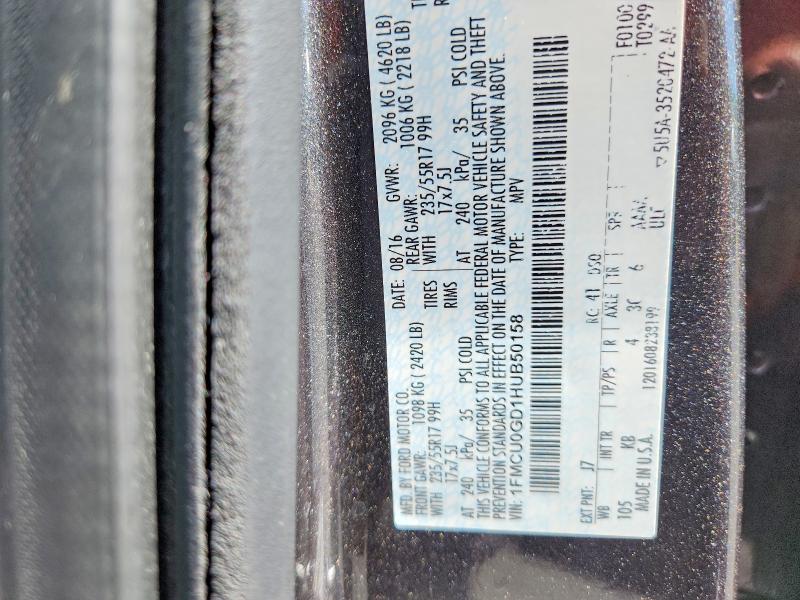 65993176 :رقم المزاد ، 1FMCU0GD1HUB50158 vin ، 2017 Ford Escape مزاد بيع