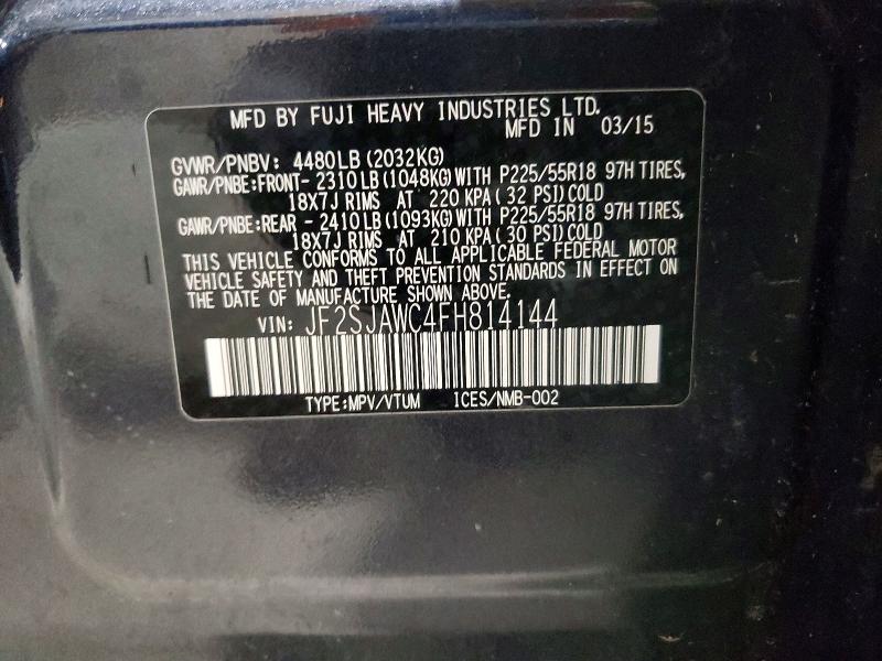 Aukcja sprzedaży 2015 Subaru Forester, vin: JF2SJAWC4FH814144, numer aukcji: 65569006