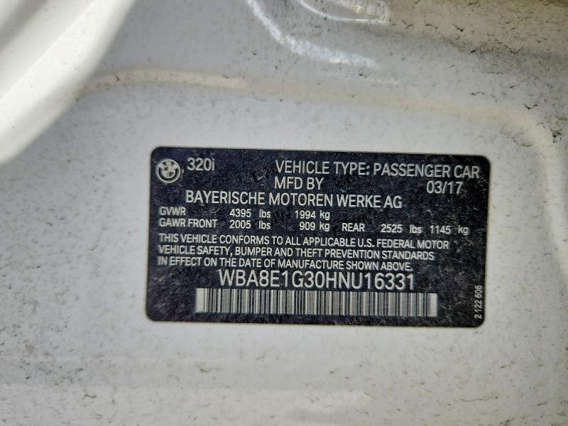 65219646 :رقم المزاد ، WBA8E1G30HNU16331 vin ، 2017 Bmw 320 مزاد بيع