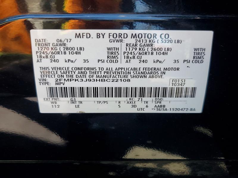 Продажа на аукционе авто 2017 Ford Edge, vin: 2FMPK3J93HBC22108, номер лота: 64957386