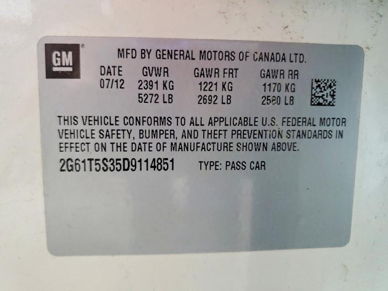 2013 Cadillac Xts მანქანა იყიდება აუქციონზე, vin: 2G61T5S35D9114851, აუქციონის ნომერი: 65191196