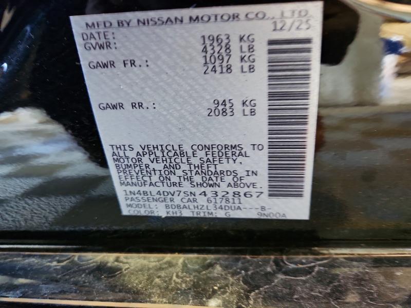 Продаж на аукціоні авто 2025 Nissan Altima, vin: 1N4BL4DV7SN432867, номер лоту: 66251226