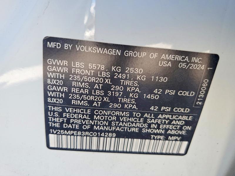 65492356 :رقم المزاد ، 1V25MPE83RC014289 vin ، 2024 Volkswagen Id.4 مزاد بيع