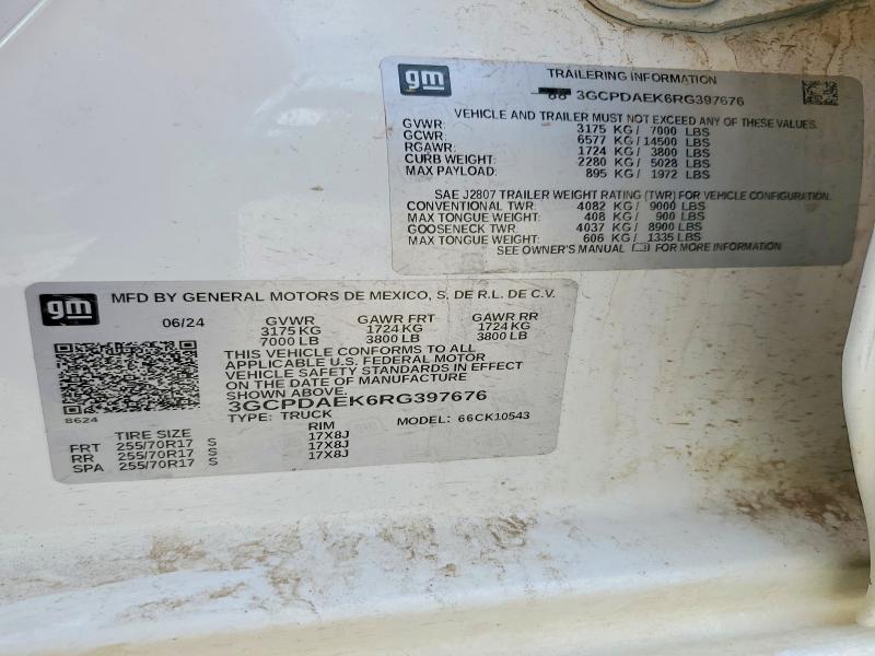 Auction sale of the 2024 Chevrolet Silverado, vin: 3GCPDAEK6RG397676, lot number: 64626136