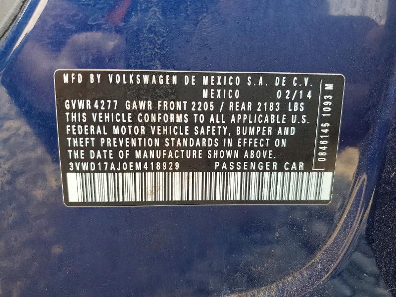 Продаж на аукціоні авто 2014 Volkswagen Jetta, vin: 3VWD17AJ0EM418929, номер лоту: 63714546