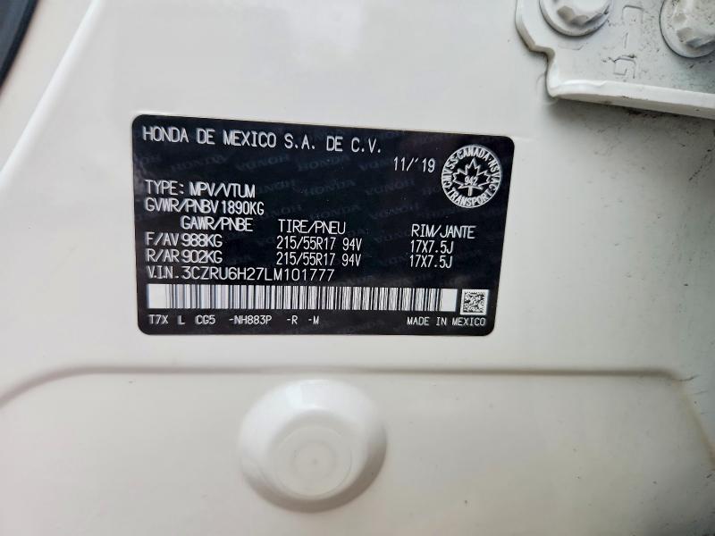 66819436 :رقم المزاد ، 3CZRU6H27LM101777 vin ، 2020 Honda Hr-v مزاد بيع