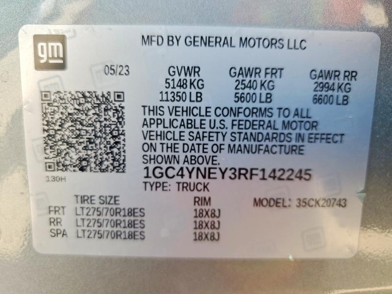 Продажа на аукционе авто 2024 Chevrolet Silverado, vin: 1GC4YNEY3RF142245, номер лота: 66288606
