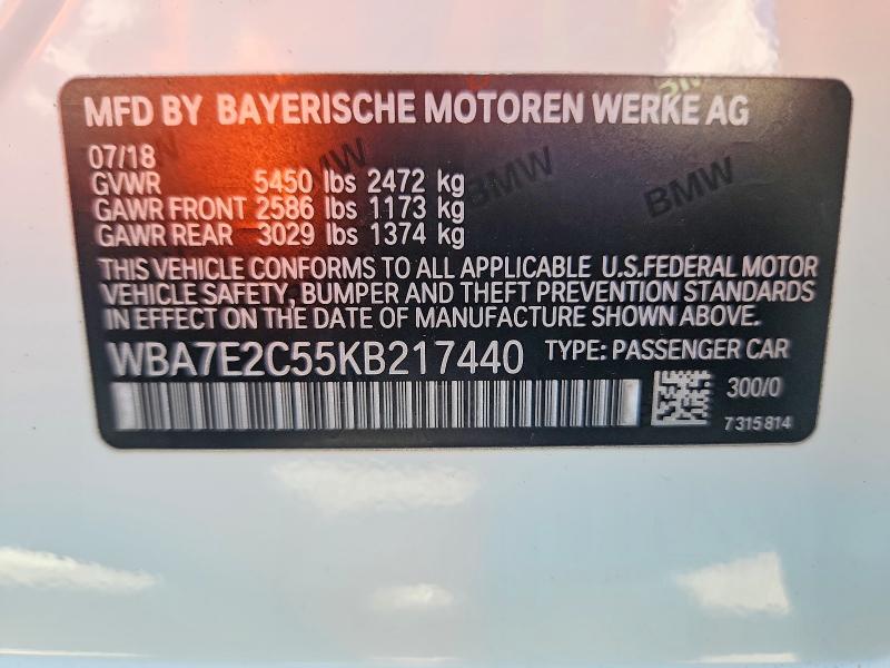 Aukcja sprzedaży 2019 Bmw 740, vin: WBA7E2C55KB217440, numer aukcji: 67142476