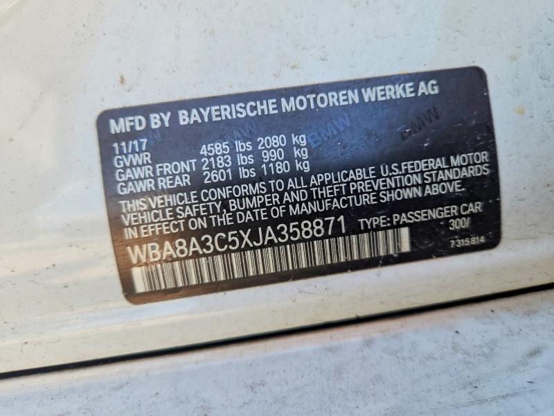 Aukcja sprzedaży 2018 Bmw 320, vin: WBA8A3C5XJA358871, numer aukcji: 63323636