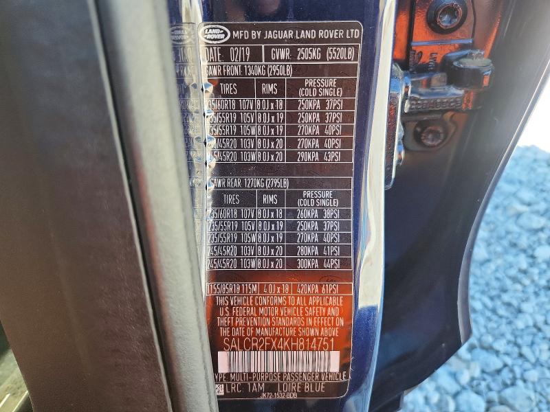 Aukcja sprzedaży 2019 Land Rover Discovery Sport, vin: SALCR2FX4KH814751, numer aukcji: 66467296
