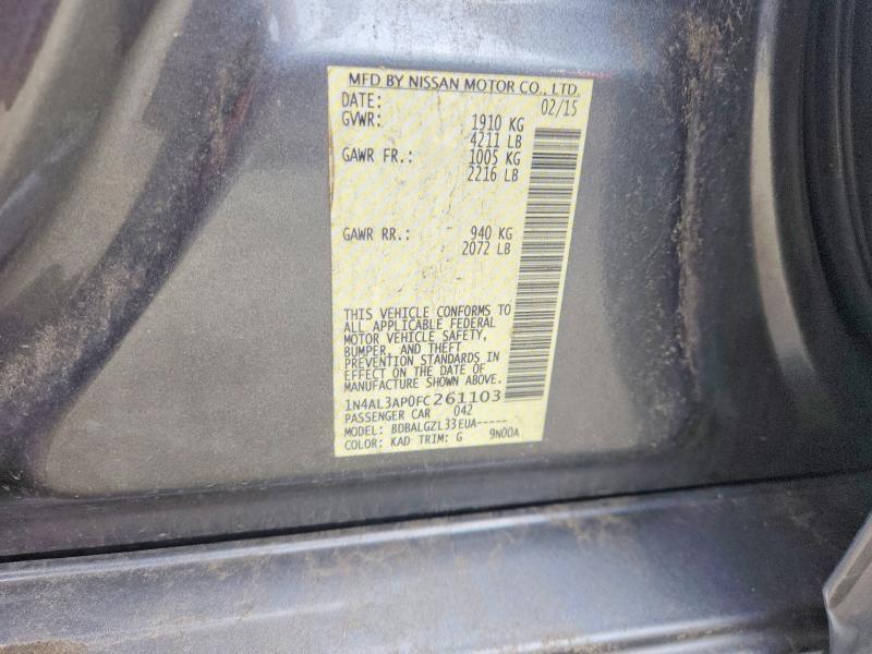 62065766 :رقم المزاد ، 1N4AL3AP0FC261103 vin ، 2015 Nissan Altima مزاد بيع