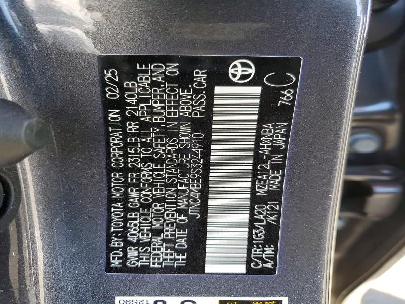 2025 Toyota Corolla მანქანა იყიდება აუქციონზე, vin: JTNC4MBE9S3244910, აუქციონის ნომერი: 64785046
