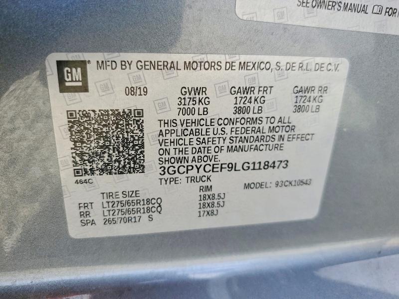 64989366 :رقم المزاد ، 3GCPYCEF9LG118473 vin ، 2020 Chevrolet Silverado مزاد بيع