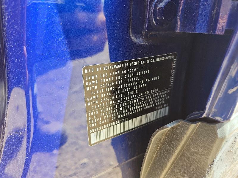 Продажа на аукционе авто 2022 Volkswagen Taos, vin: 3VVLX7B2XNM081711, номер лота: 66592446