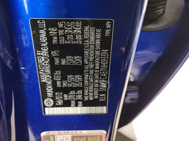 65004276 :رقم المزاد ، 5NMJFCAE7NH093394 vin ، 2022 Hyundai Tucson مزاد بيع