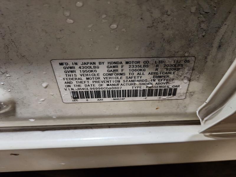 2006 Acura Tsx მანქანა იყიდება აუქციონზე, vin: JH4CL96996C003807, აუქციონის ნომერი: 64510246