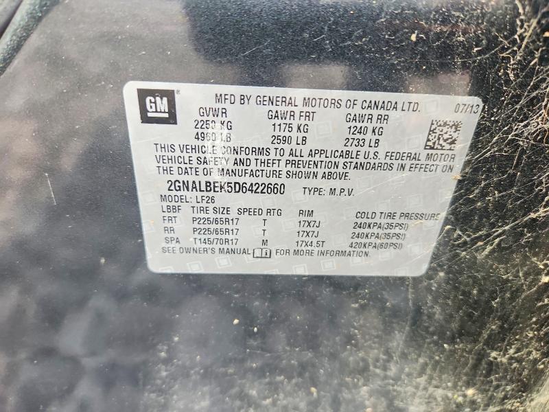 Aukcja sprzedaży 2013 Chevrolet Equinox, vin: 2GNALBEK5D6422660, numer aukcji: 64189586