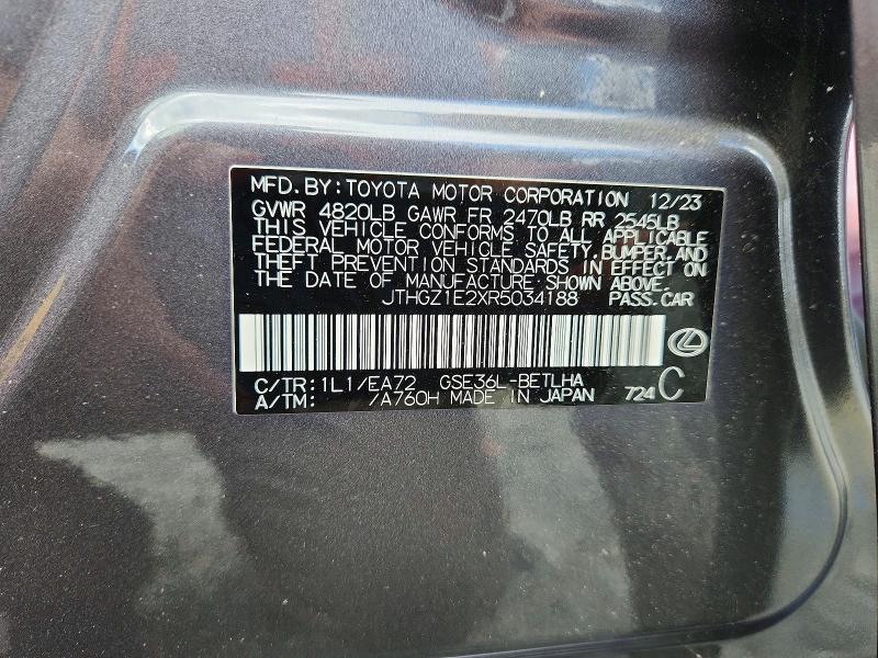 Aukcja sprzedaży 2024 Lexus Is 350, vin: JTHGZ1E2XR5034188, numer aukcji: 64517566