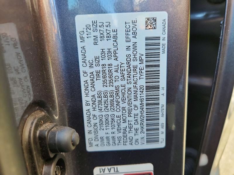 64091676 :رقم المزاد ، 2HKRW2H54MH611420 vin ، 2021 Honda Cr-v مزاد بيع