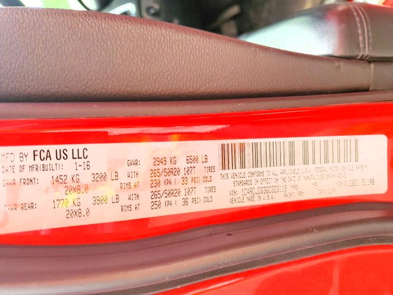 Auction sale of the 2016 Dodge Durango, vin: 1C4RDJDG3GC323119, lot number: 65922956
