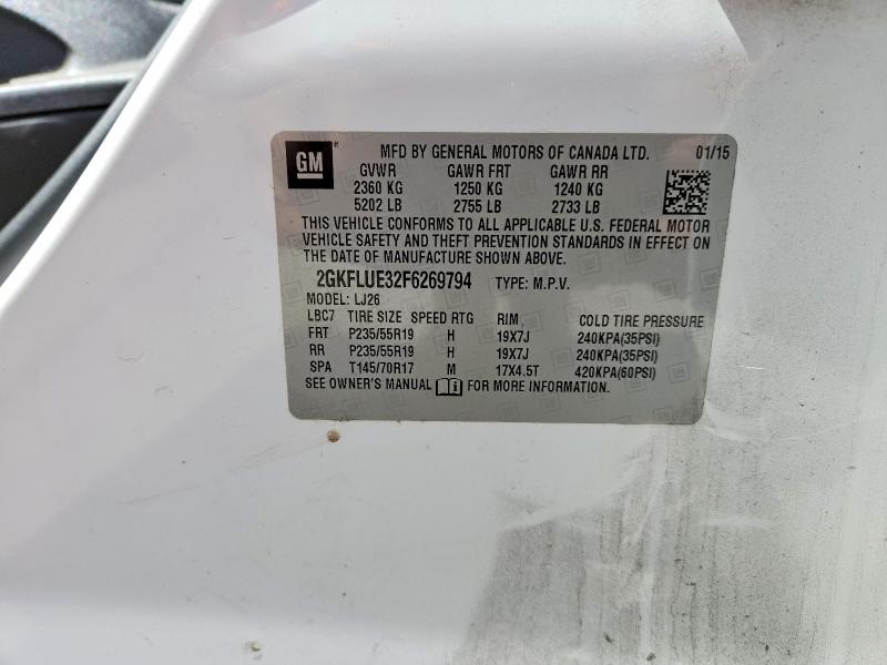 Aukcja sprzedaży 2015 Gmc Terrain, vin: 2GKFLUE32F6269794, numer aukcji: 64849816