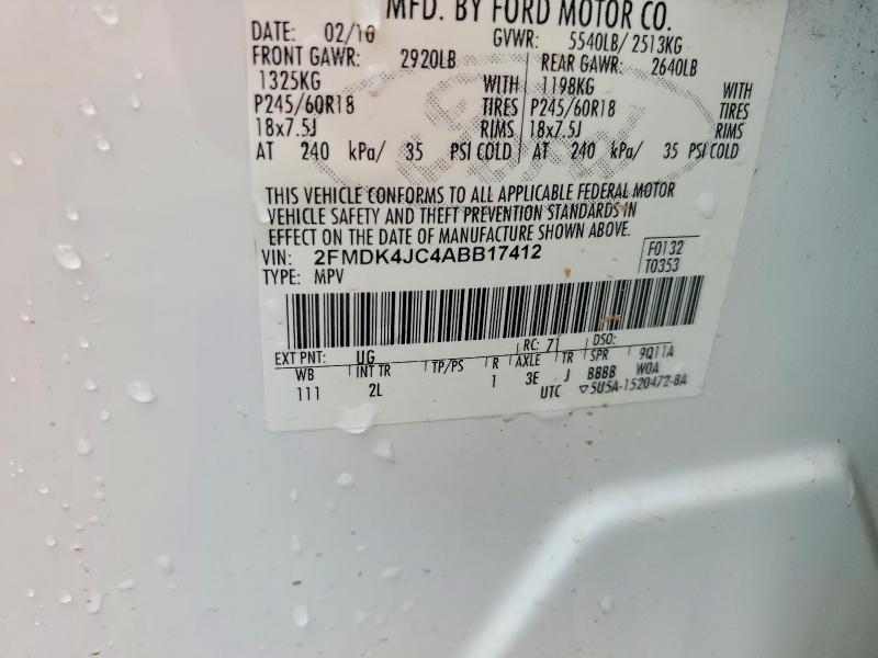 64005106 :رقم المزاد ، 2FMDK4JC4ABB17412 vin ، 2010 Ford Edge مزاد بيع