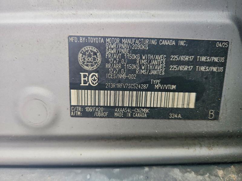 Продаж на аукціоні авто 2025 Toyota Rav4, vin: 2T3R1RFV7SC524287, номер лоту: 62815956