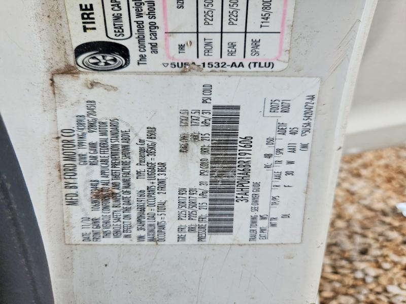 Продаж на аукціоні авто 2011 Ford Fusion, vin: 3FAHP0HA6BR191606, номер лоту: 66403066