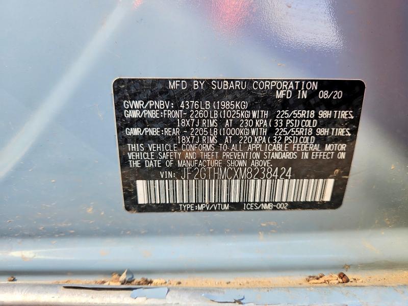 Aukcja sprzedaży 2021 Subaru Crosstrek, vin: JF2GTHMCXM8238424, numer aukcji: 63178136